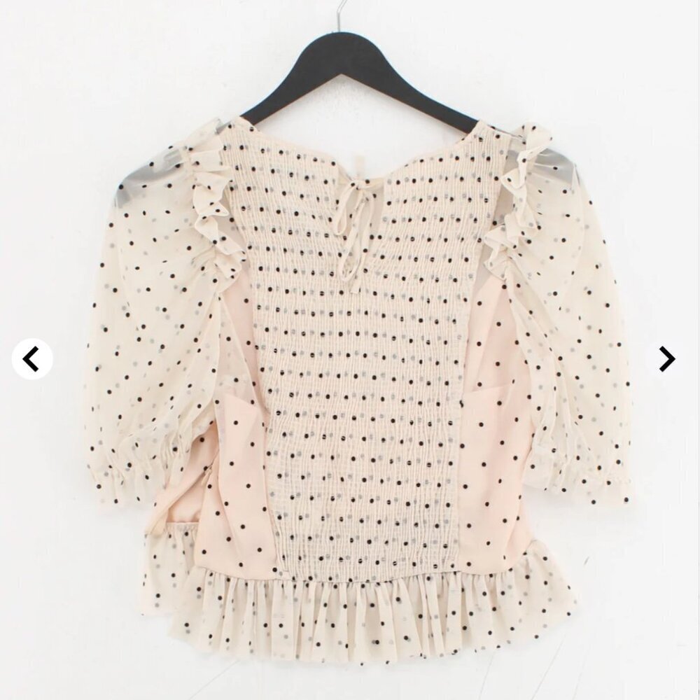 WOVEN PINK Organza Top with Puff Sleeves Size S NEW WITH TAG! - Picture 2 of 4